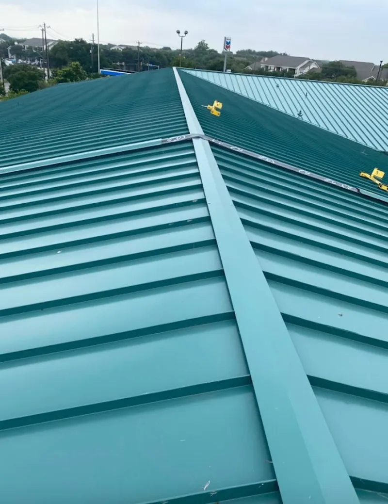 Green commercial metal roof ridge and valley for Metal Roof Repair in Amory
